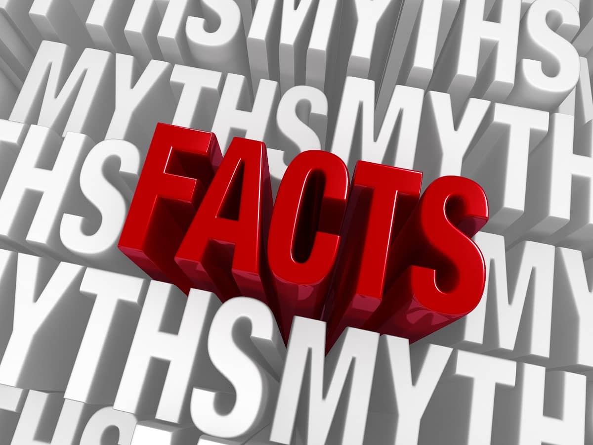 The word "facts" surrounded by "myths"